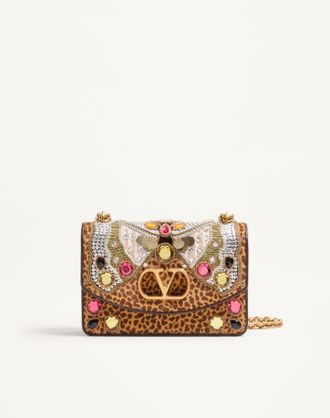 Valentino Garavani Borsa a spalla Valentino Garavani Vain in vitello effetto cavallino ricamata Donna MULTICOLOR UNI