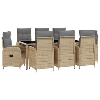 vidaXL Juego De Comedor Para Exteriores 9 Uds. Beige Y Gris Claro Vidaxl