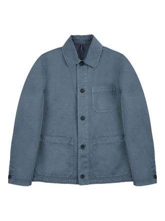 Incotex button linen shirt jacket - men - Cotton/Flax - 46 - Blue