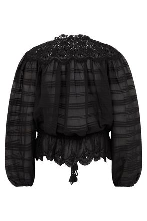 Isabel Marant Womens Blouse Long Sleeves Black Cotton Blouses Shirt