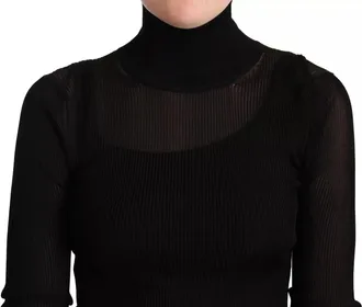 Dolce & Gabbana Black Turtleneck Form Fitting Pullover Womens Sweater (Pre-Owned)