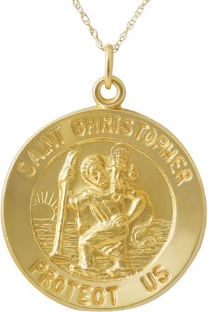 Pompeii3 14k Yellow Gold St. Christopher Medal Pendant 1 Tall 3.5 Grams