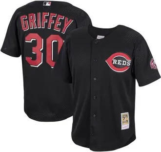 Mitchell & Ness Mens Mitchell & Ness Ken Griffey Jr. Black Cincinnati Reds Cooperstown Collection Mesh Batting Practice Button-Up Jersey at Nordstrom, Size X-Large