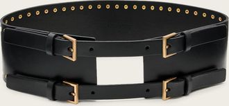 AllSaints Womens Cow Leather Cora Leather Waist Belt, Size: XS