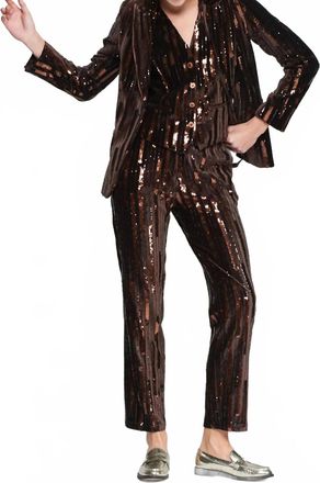 Vilagallo Tiffany Velvet Sparkler Trouser In Deep Brown