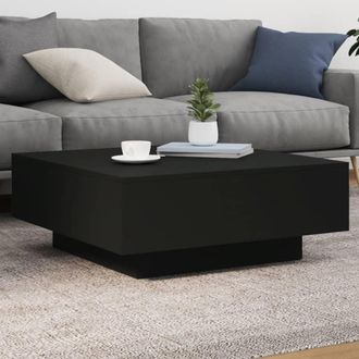 vidaXL Mesa De Centro Con Luces Led Negro 80x80x31 Cm Vidaxl