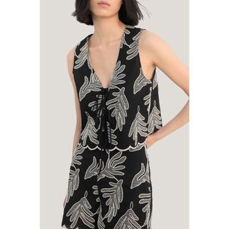 Mango Embroidered Bow Vest in Black at Nordstrom, Size Large