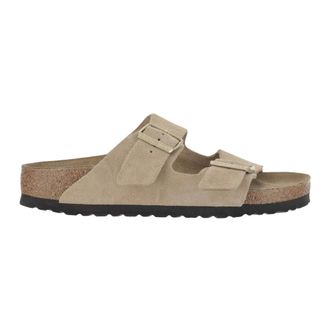 Birkenstock Sliders, male, Beige, Size: 5 US Arizona Suede Leather Sandals