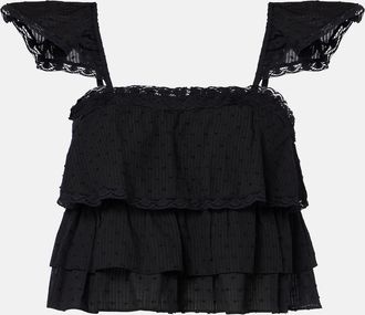 Poupette St Barth Anya ruffled cotton crop top