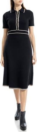 Max Studio Short Sleeve Sweater Dress in Black/Bone at Nordstrom Rack, Size X-Small