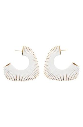 Panacea Leather Cord Wrapped Hoop Earrings in White at Nordstrom