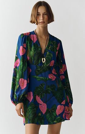Farm Rio x Anthropologie V-Neck Printed Mini Dress