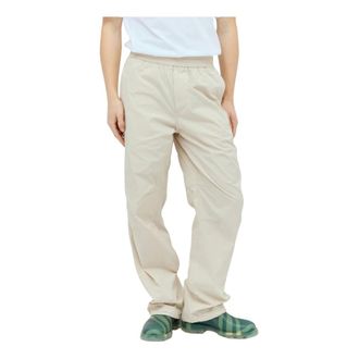 Burberry Wide Trousers, male, Beige, Size: M Cotton Blend Elasticated Waistband Pants