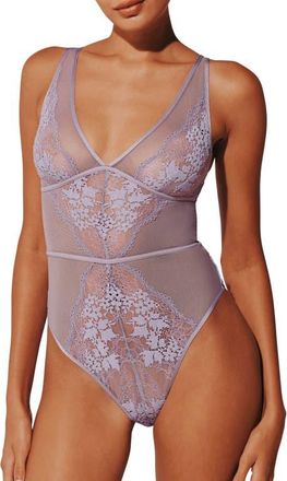 Thirdlove All Day Lace Unlined Thong Bodysuit in Dreamy Lilac at Nordstrom, Size X-Large