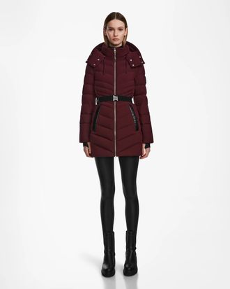Rudsak MALAYA WOMENS QUILTED MATTE MID-LENGTH FITTED LIGHT PUFFER