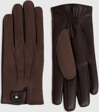 Mani&egrave;re De Voir Mario Suede Gloves in Brown at Nordstrom, Size Large