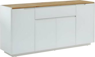 Vente-Unique Aparador AMANI - 4 puertas y 1 cajón - MDF lacado blanco - Color: blanco y roble