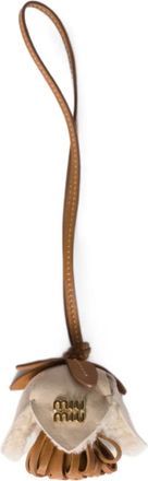 Miu Miu Leren trui met logo - Bruin