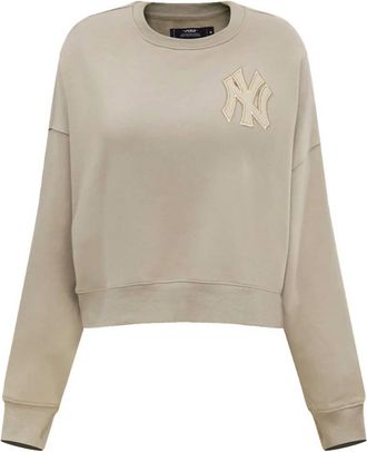 Pro Standard Womens Yankees Crop Sweatshirt Sweater In Taupe