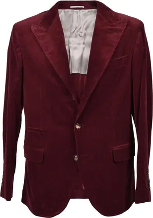 Brunello Cucinelli Burgundy Cashmere Blend Corduroy Blazer, Brand Size 46 (US Size 36)