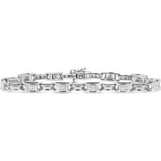 House of Brilliance 14K White Gold 1.0 Cttw Invisible Set Princess Diamond Link Tennis Bracelet at Nordstrom