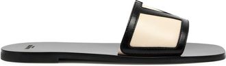 Valentino Garavani Viva Superstar Vlogo Leather Sliders - Black And White - 36 (IT36 / UK3)