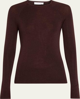 Majestic Filatures Crewneck Micro Rib Knit Wool-Silk T-Shirt