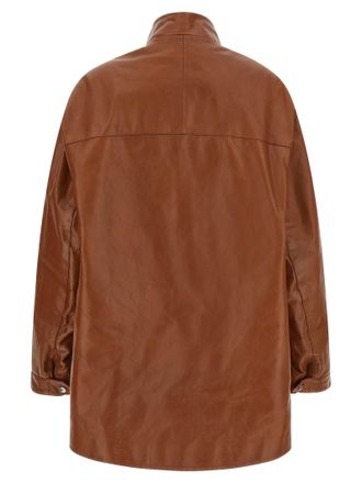 Prada Calfskin Leather Coat - Brown