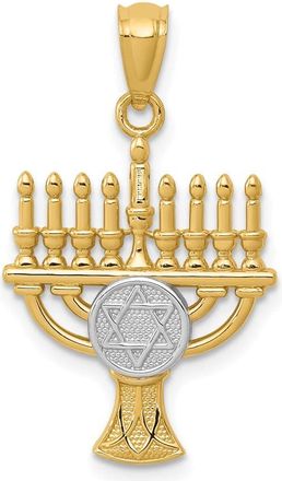 Diamond2Deal 14k Yellow Gold White Rhodium Menorah Pendant