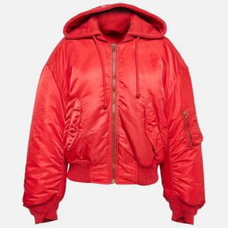 VETEMENTS Red Synthetic Zip-Up Puffer Hooded Jacket