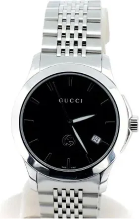 Gucci Pre-owned Watches, male, Black, Size: ONE SIZE Pre-owned Timeless Stainless Steel Watch