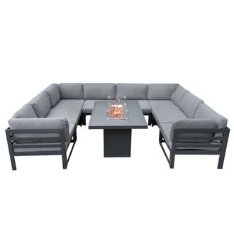 MonsterShop Modular Garden Furniture Set With Fire Pit - Anthracite Grey