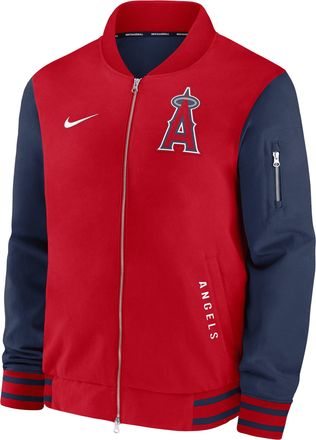 Nike Los Angeles Angels Authentic Collection Dugout Nike Mens MLB Full-Zip Bomber Jacket in Red | 02F311B5ANG-TZ7