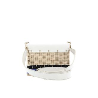 Furla 1927 Logo Wicker Shoulder Bag White >