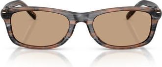 Diesel 54mm Rectangular Sunglasses in Striated Grey /Light Brown at Nordstrom