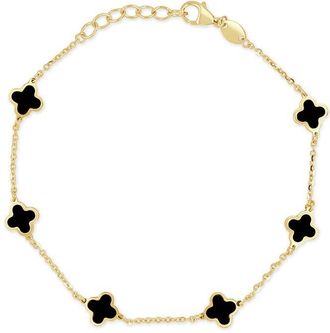 Italian Gold, Inc 14K Onyx Station Chain Bracelet