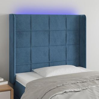 vidaXL Cabecero Con Led De Terciopelo Azul Oscuro 83x16x118/128 Cm Vidaxl