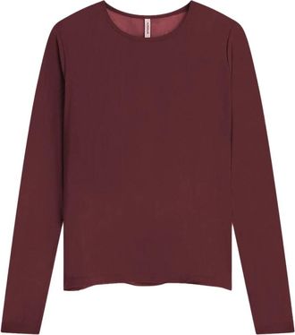 Summum Ronde Hals Top Lange Mouw Mesh Effen - Dames - Tops - Rood - Maat: S Polyamide