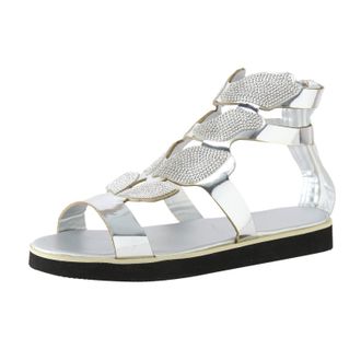 Generic Cocila Ladies Wide Fit Sandals Women Fashion Flat Bottom Butterfly Mouth Round Toe Casual Shoes Silver, 5 Walking Womens Lace Up Purple White Size 6 F