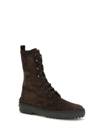 Tod's Womens Boots Winter Gommino Suede Leather Rosewood