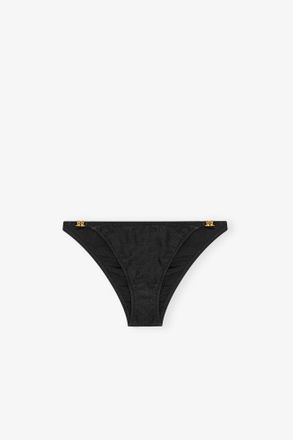 Ganni Black Emblem Mini Briefs - Size 10/12 Recycled Nylon