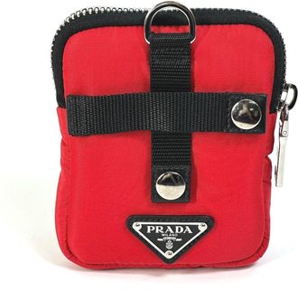 Prada Black Red Color Nylon Pouch (Pre-Owned)