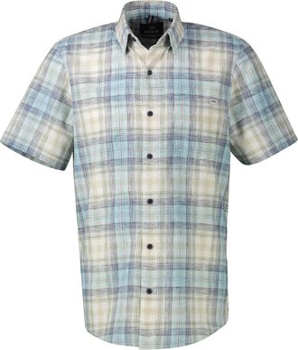 Lerros Kurzarmhemd LERROS Kariertes Halbarmhemd in Grossen Gr&ouml;ssen, Herren, Gr. 4XL, extraweit, blau (coastal blau), 60% Polyester, 40% Baumwolle, Hemden Kur