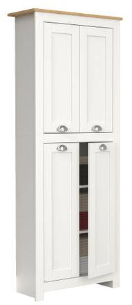 VCM Gabinete De Piso De Madera Vcm 5 Compartimentos Gabinete De Ba&ntilde;o Dimensiones: Al. 184 X An. 72 X T. 32 Cm 4 Puertas De Torneado Manijas De Concha Eleg