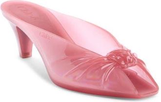 Chlo&eacute; Jelly Peep Toe Kitten Heel Mule in Candy Pink at Nordstrom, Size 41