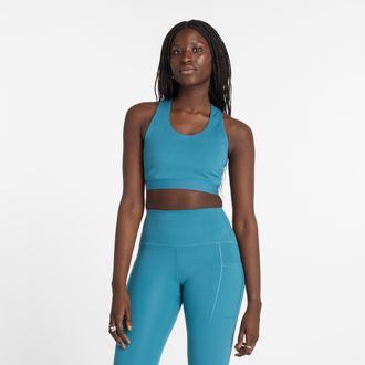 New Balance Sport-BH NEW BALANCE, Damen, Gr. L, N-Gr, blau, Jersey, Obermaterial: 71% Polyester, 29% Elasthan, unifarben, BHs Sport-BH, f&uuml;r Fitness, sportlicher S