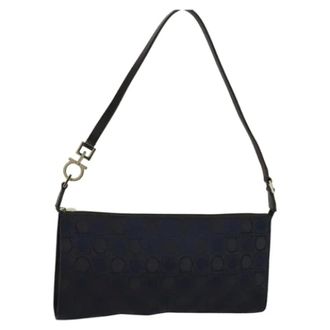 Ferragamo Pre-owned Shoulder Bags, female, Blue, Size: ONE SIZE Pre-owned Canvas Hand Bag