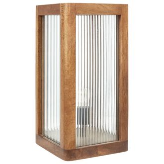 Beliani Beliani - L&aacute;mpara De Mesa De Madera De Mango Clara 50 Cm A Mano Vidrio Industrial Kolidam