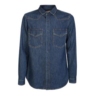 Valentino Blue Denim Shirt with Contrast Stitching - male - Valentino - Denim Shirts - Blue - M - Shirts