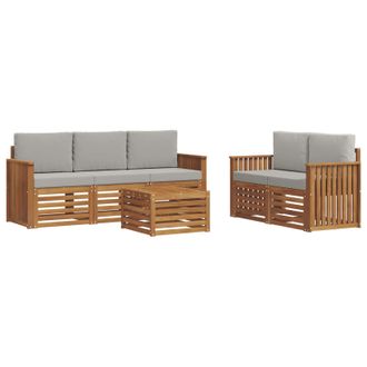 vidaXL Juegos De Sof&aacute;s Con Coj&iacute;n 6 Pcs Gris Natural Y Claro Vidaxl